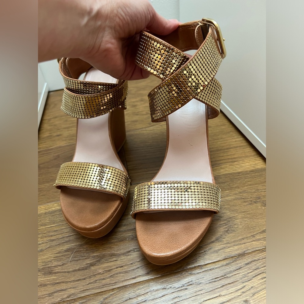 Stuart Weitzman wedges with metal accents